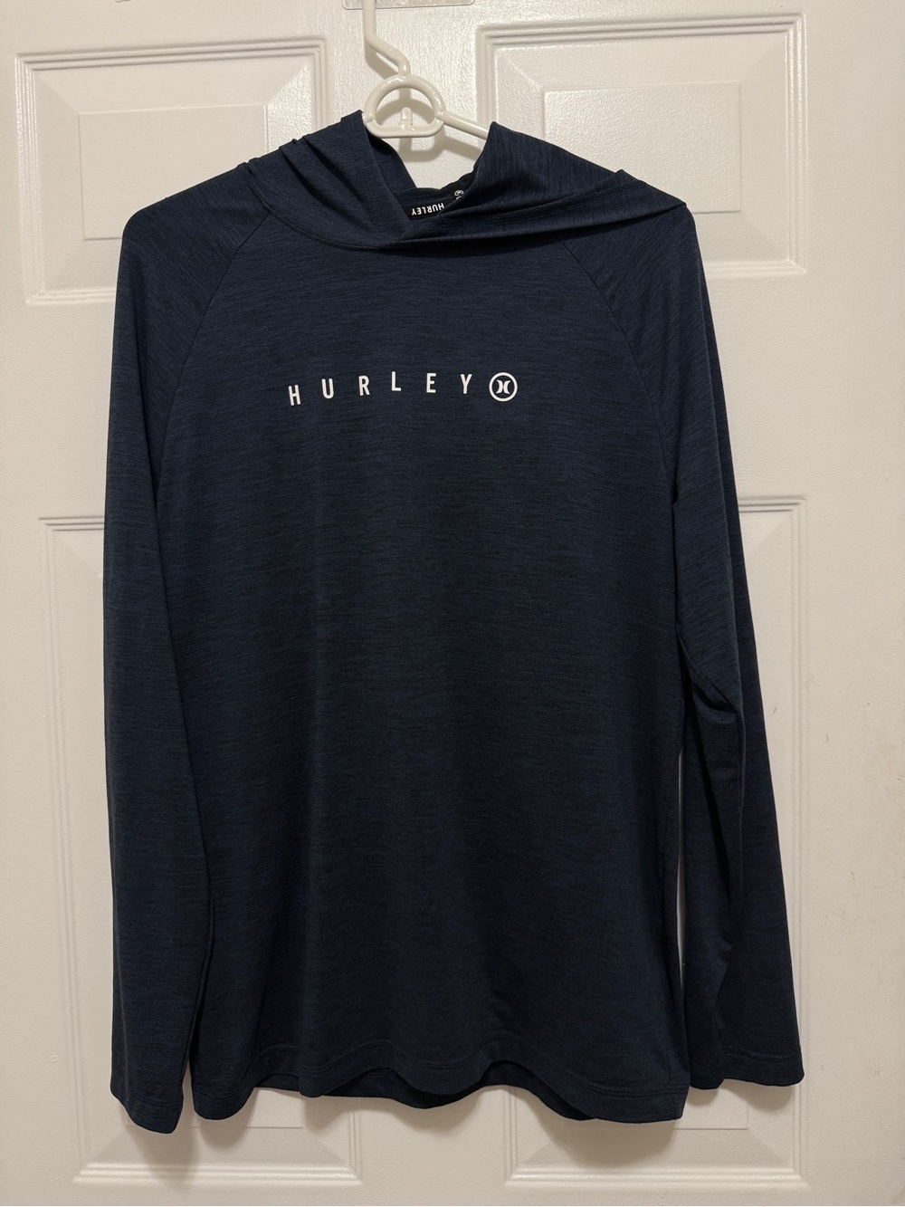 Hurley Men's Navy Crewneck Hooded Long-Sleeve Pullover